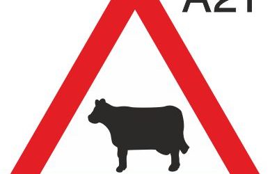 Пътен знак А21 – Възможна е поява на домашни животни