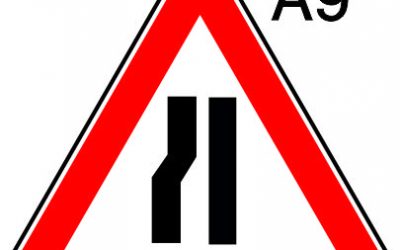 Пътен знак А9 – Платно за движение, стеснено отляво