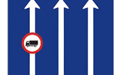 Пътен знак Д1 – Брой на пътните ленти и посоки за движение по тях