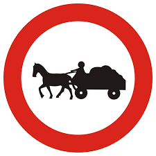 Пътен знак В10 – Забранено е влизането на ППС, теглени от животни