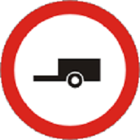 Пътен знак В6 – Забранено е влизането на моторни превозни средства с ремаркета