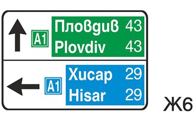 Пътен знак Ж6 – Указателна табела
