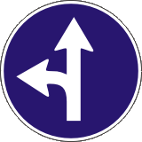Пътен знак Г5 – Движение само направо или наляво след знака.